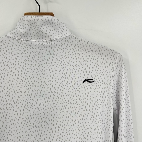 Kjus Women's Sunshine Printed Mock Neck Zip Golf Shirt Jacket in White Gray 38 M - Picture 14 of 14